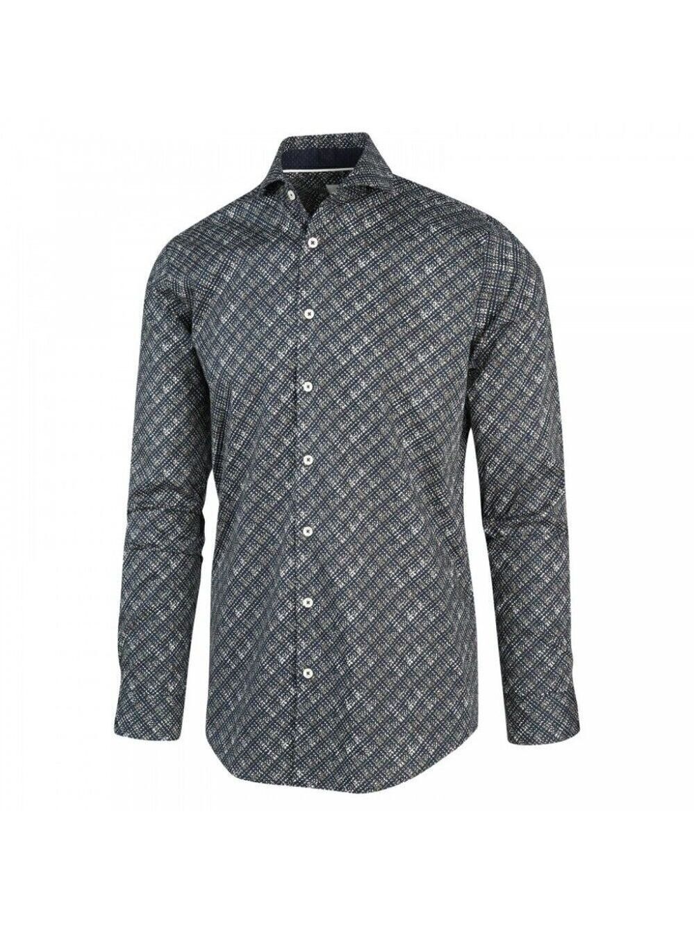 BLUE Industry Button Down Shirt Sz 42 "Army Graphic"